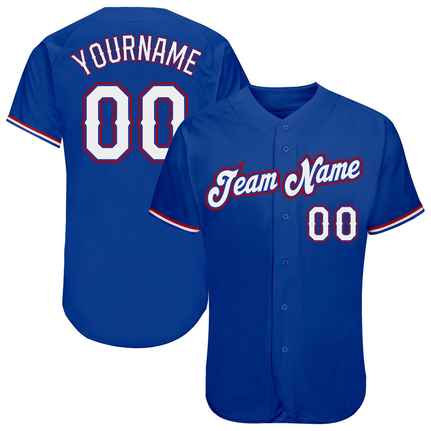 Custom Royal White-Red Authentic Baseball Jersey - Main View