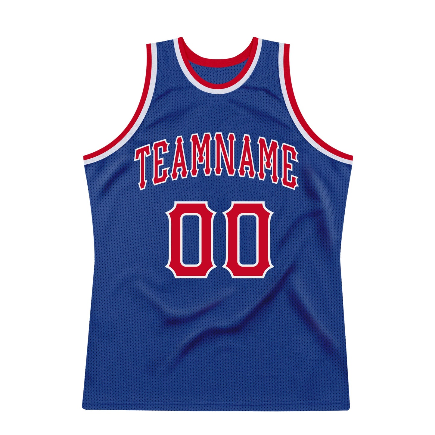 Custom Royal Red-White Authentic Throwback Basketball Jersey view 5