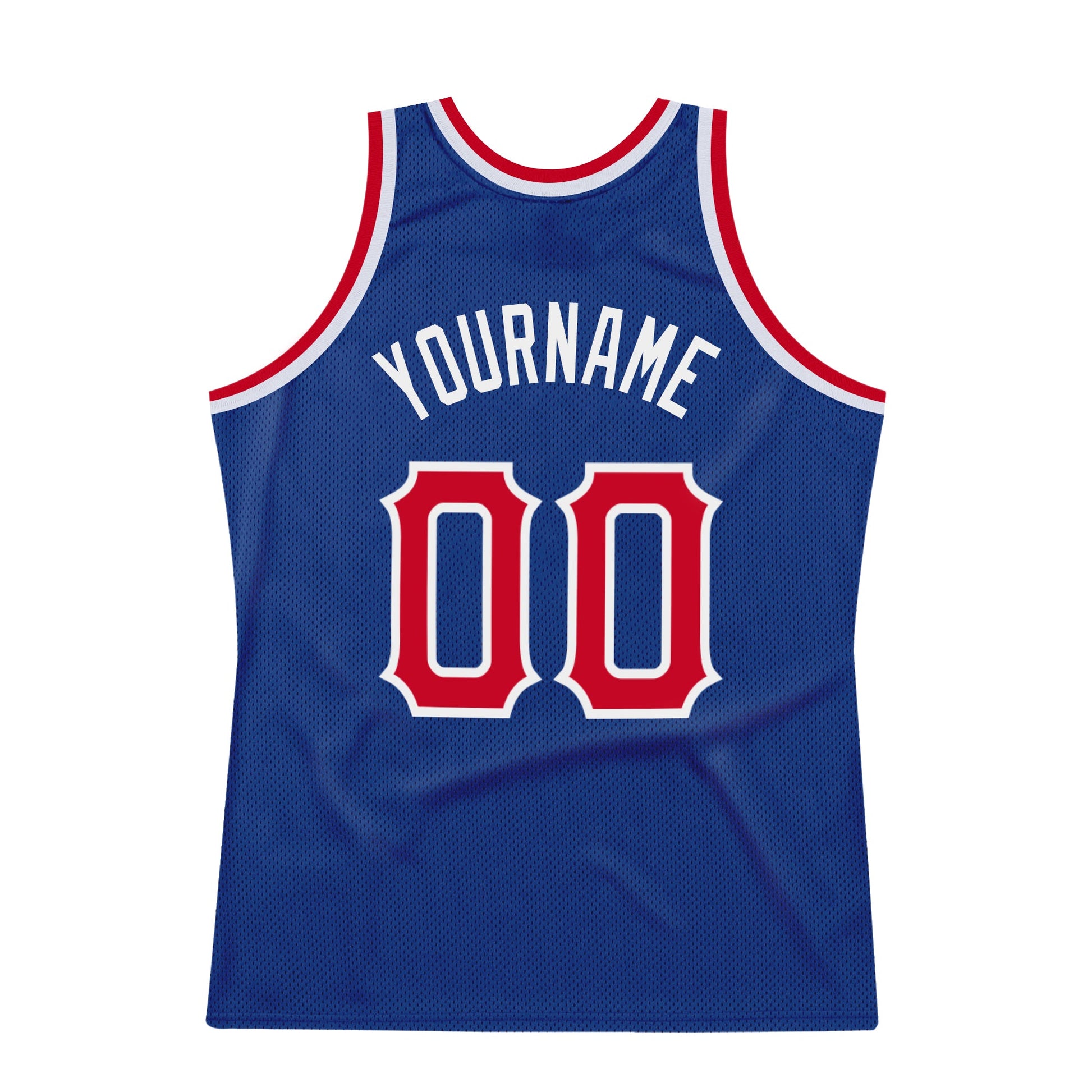 Custom Royal Red-White Authentic Throwback Basketball Jersey view 6