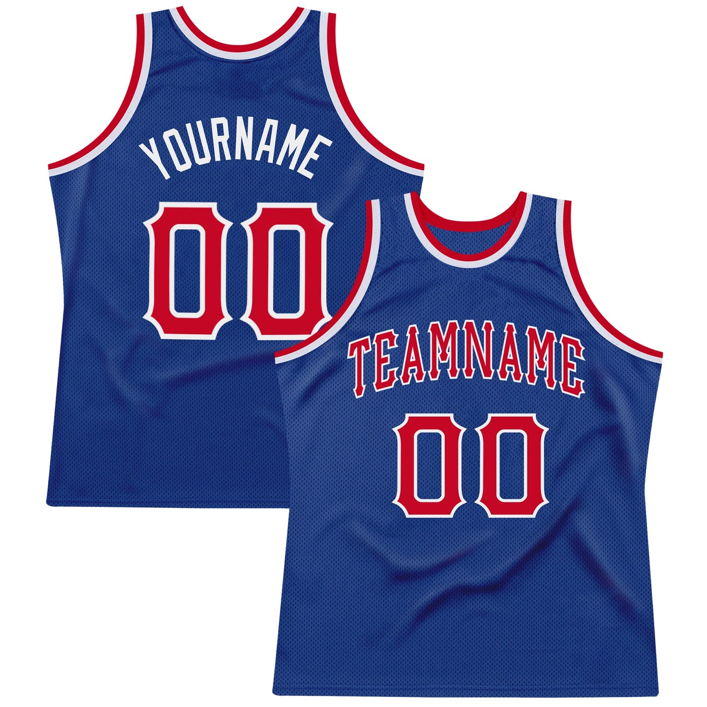 Custom Royal Red-White Authentic Throwback Basketball Jersey - Main View