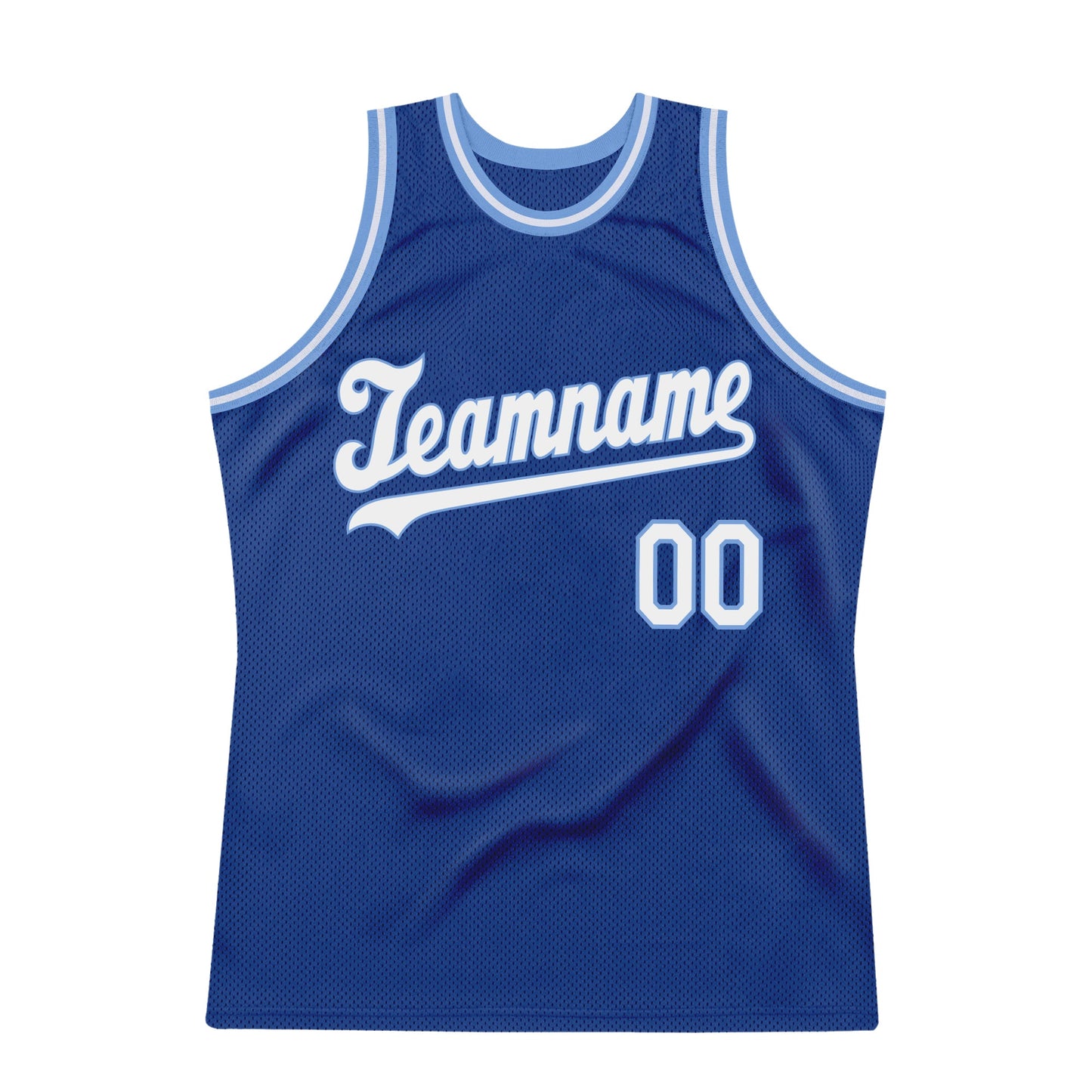 Custom Royal White-Light Blue Authentic Throwback Basketball Jersey view 5