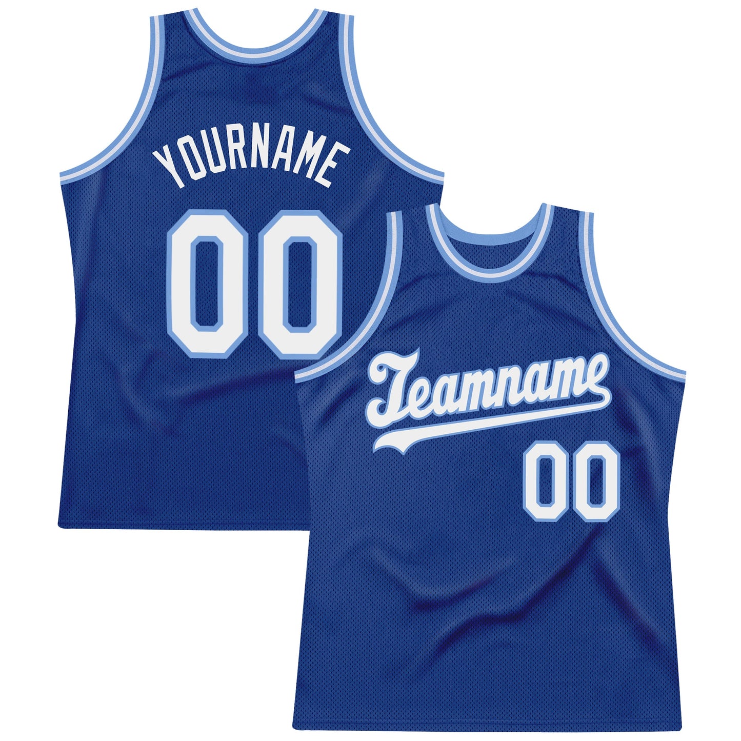 Custom Royal White-Light Blue Authentic Throwback Basketball Jersey - Main View