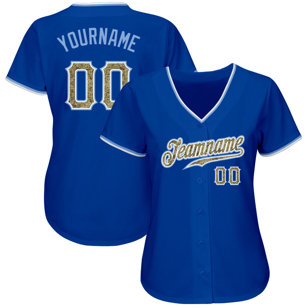 Custom Royal Camo-Light Blue Authentic Baseball Jersey view 2