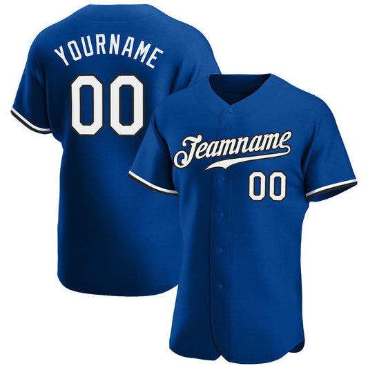 Custom Royal White-Black Authentic Baseball Jersey - Main View