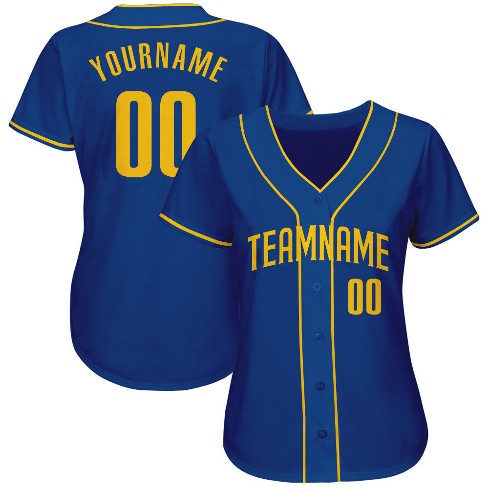 Custom Royal Gold Authentic Baseball Jersey view 2