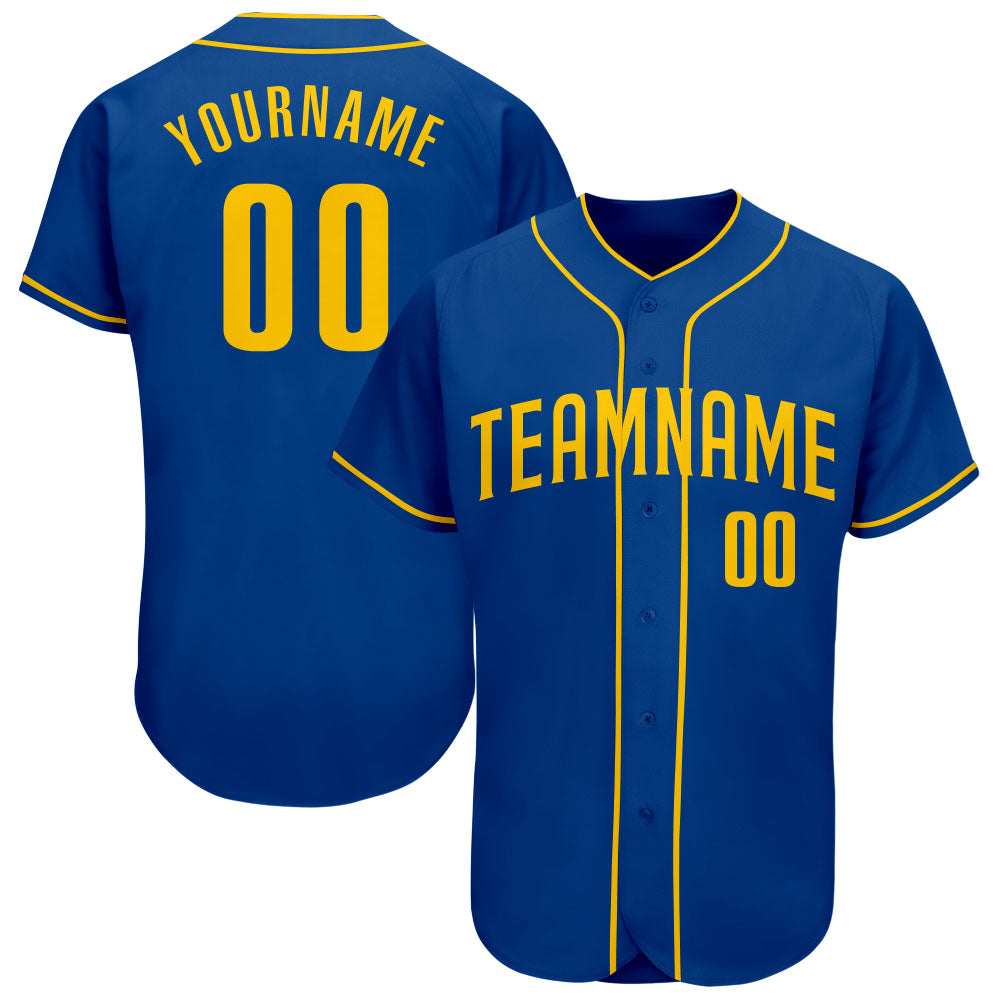 Custom Royal Gold Authentic Baseball Jersey - Main View