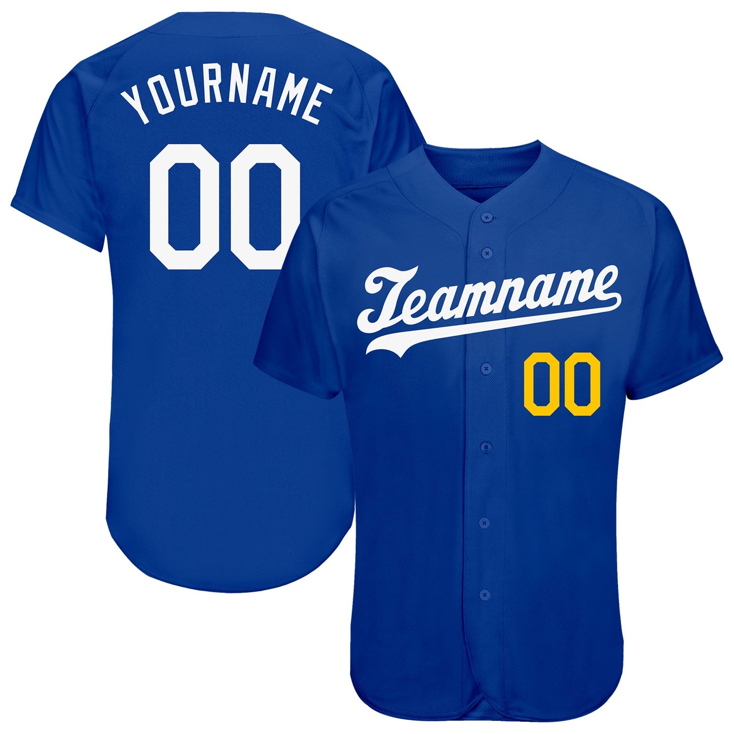 Custom Royal White-Gold Authentic Baseball Jersey - Main View
