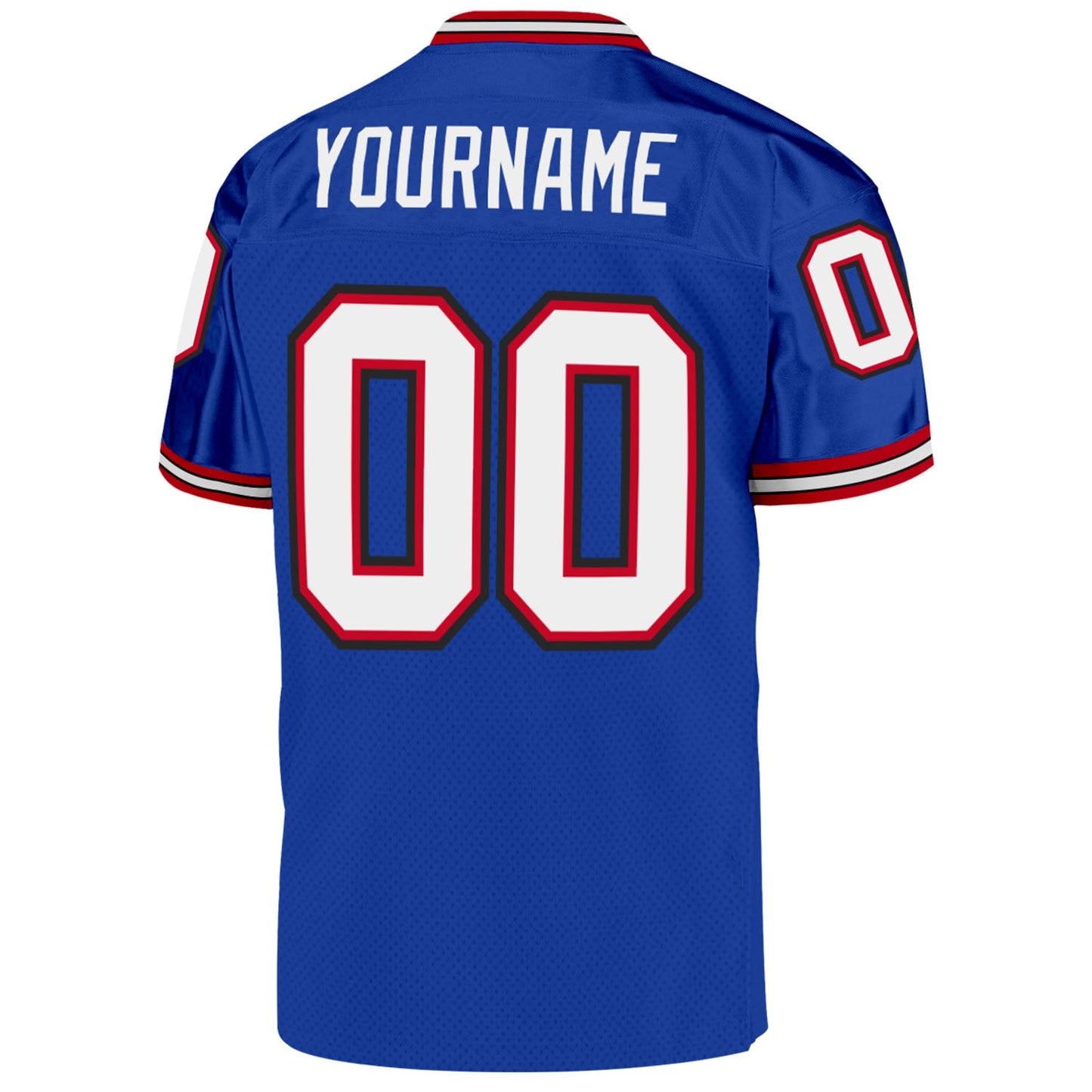 Custom Royal White-Red Mesh Authentic Throwback Football Jersey view 3