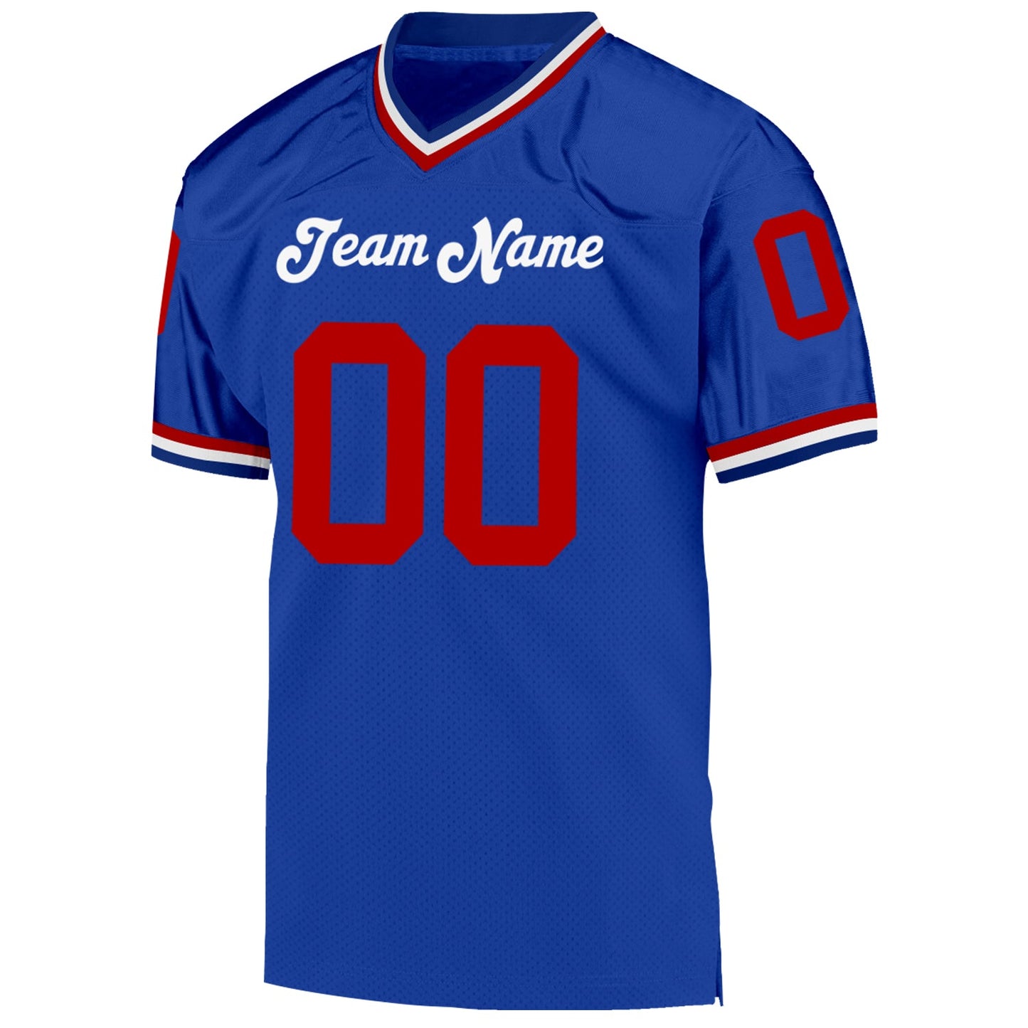 Custom Royal Red-White Mesh Authentic Throwback Football Jersey view 2