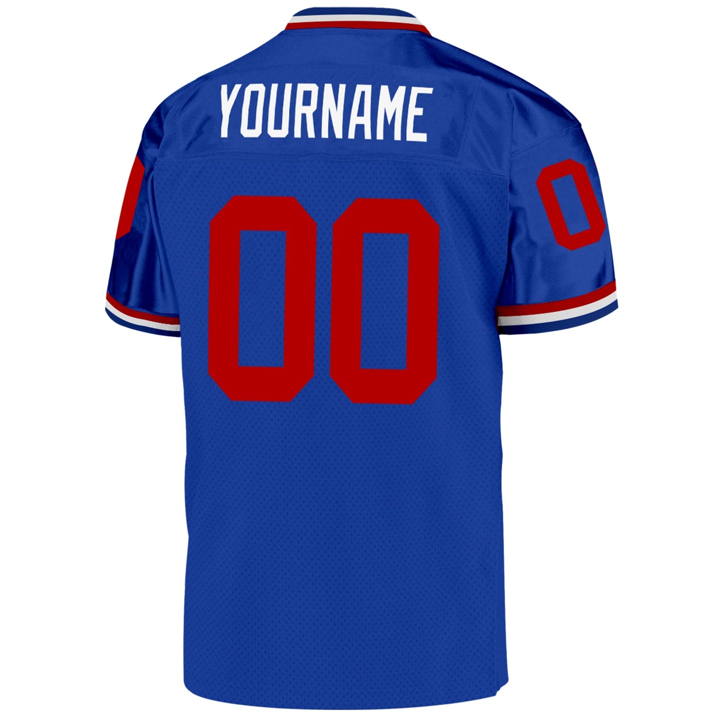 Custom Royal Red-White Mesh Authentic Throwback Football Jersey view 3