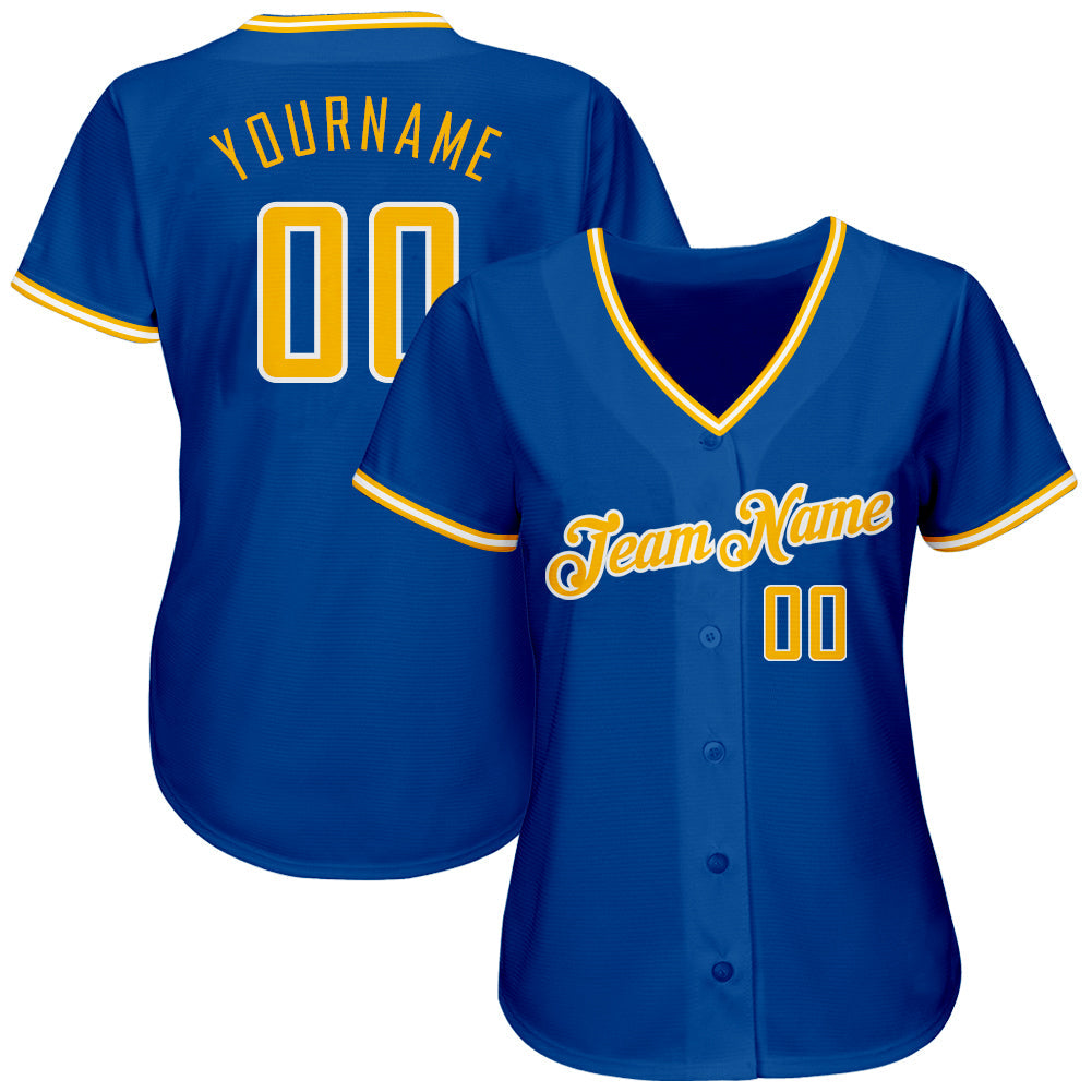 Custom Royal Gold-White Authentic Baseball Jersey view 2
