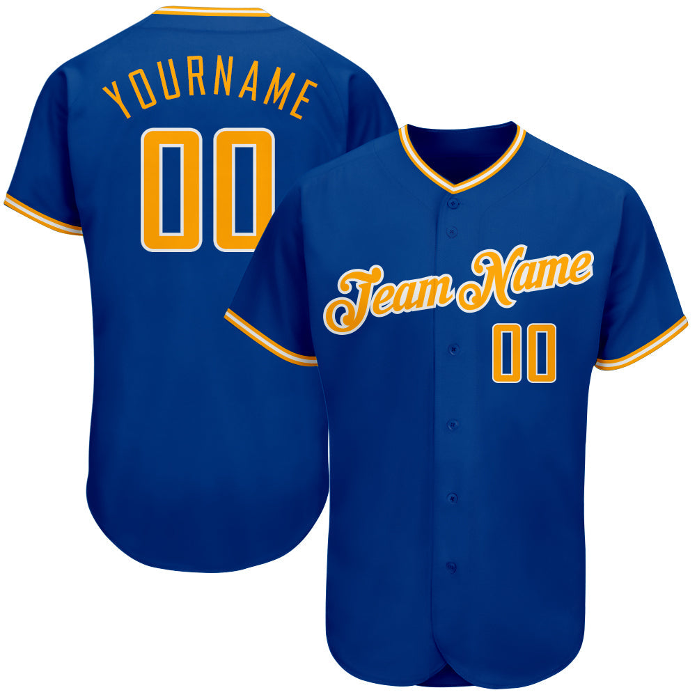 Custom Royal Gold-White Authentic Baseball Jersey - Main View