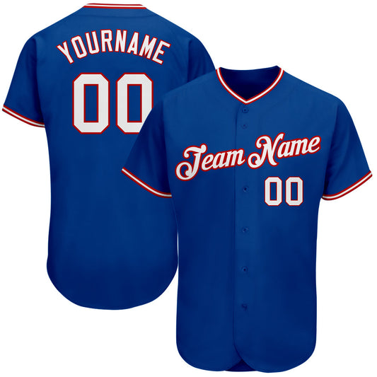 Custom Royal White-Red Authentic Baseball Jersey - Main View