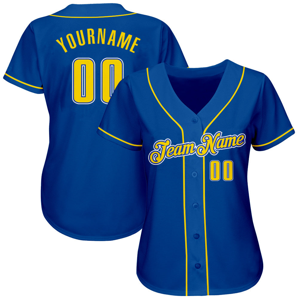Custom Royal Gold-White Authentic Baseball Jersey view 2