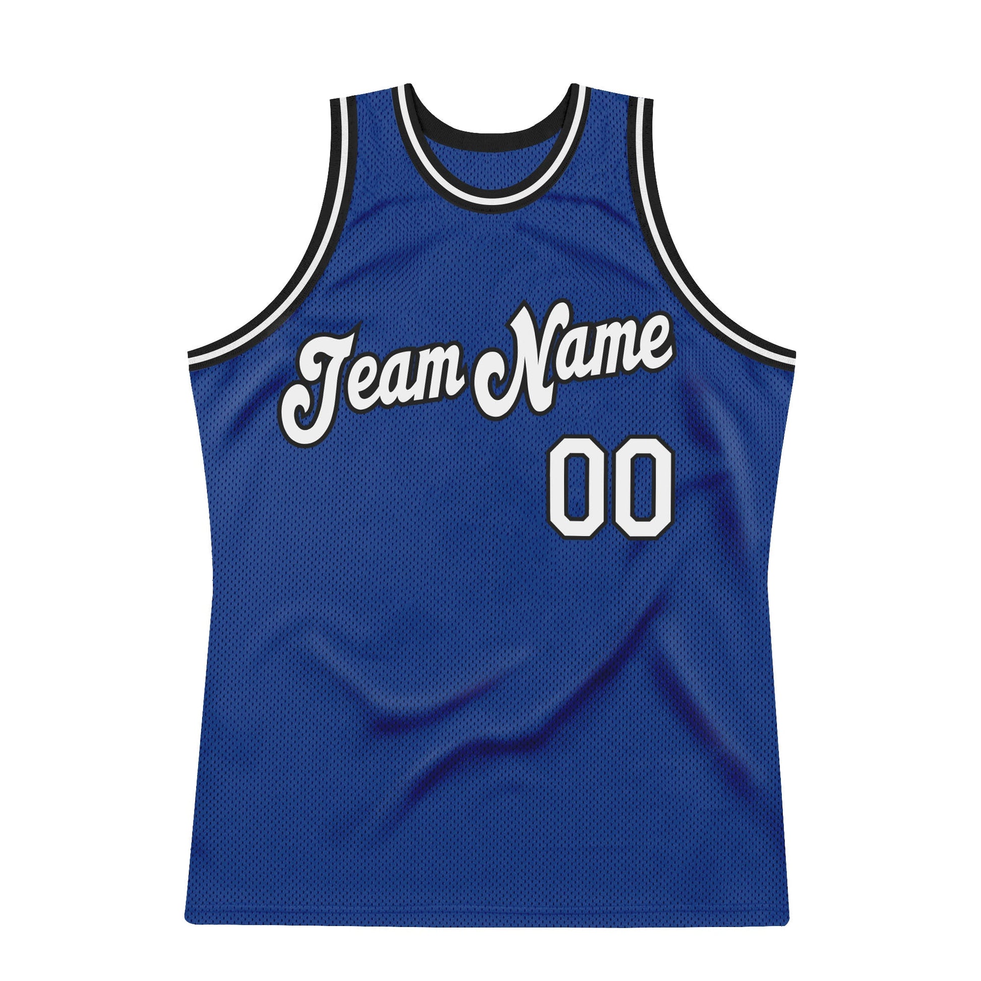 Custom Royal White-Black Authentic Throwback Basketball Jersey view 5