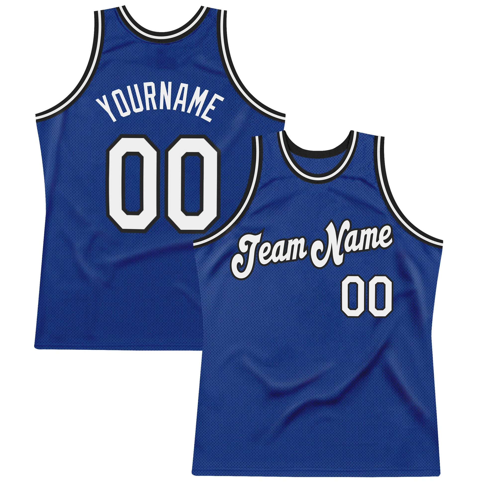 Custom Royal White-Black Authentic Throwback Basketball Jersey - Main View