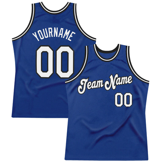 Custom Royal White-Black Authentic Throwback Basketball Jersey - Main View