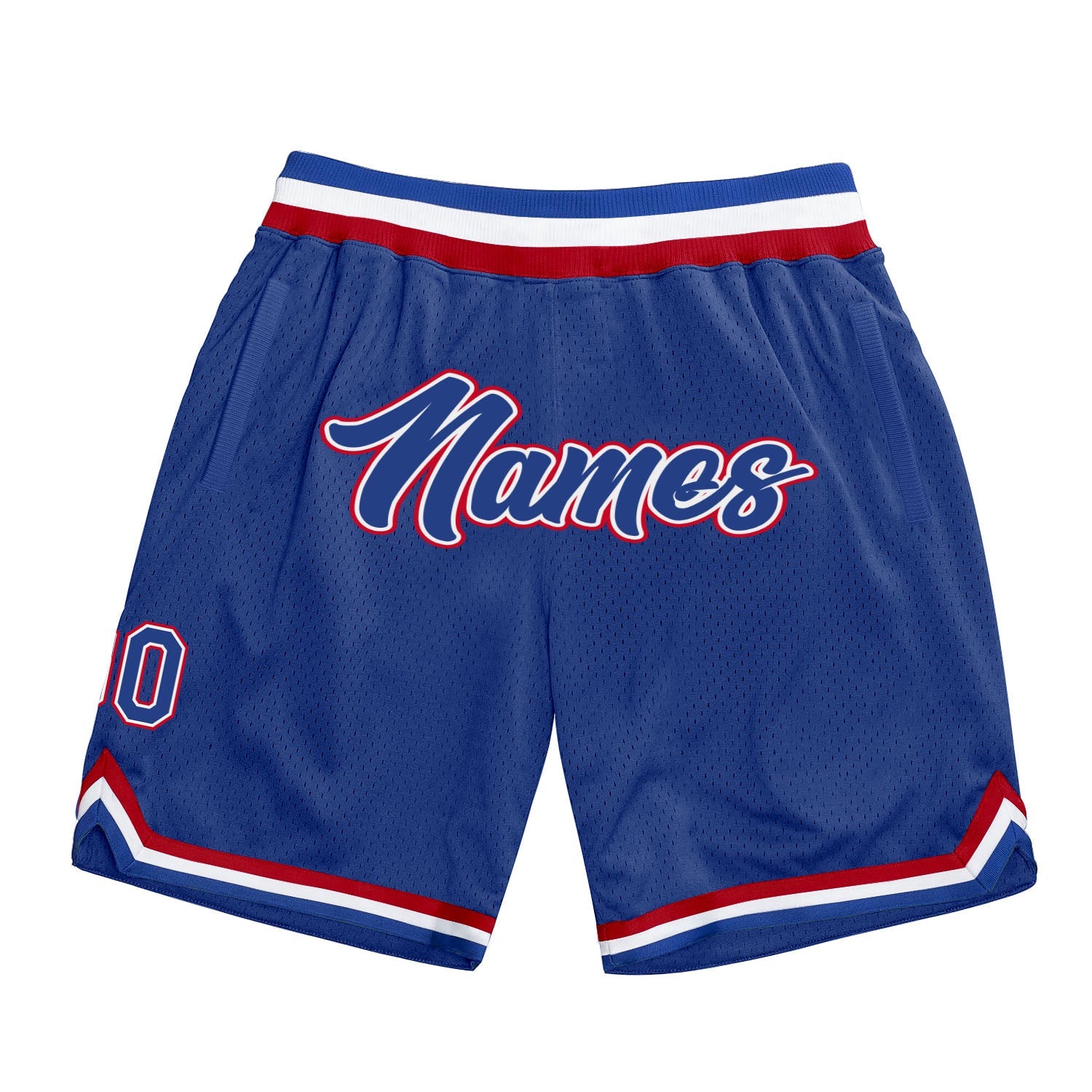 Custom Royal Royal-Red Authentic Throwback Basketball Shorts - Main View