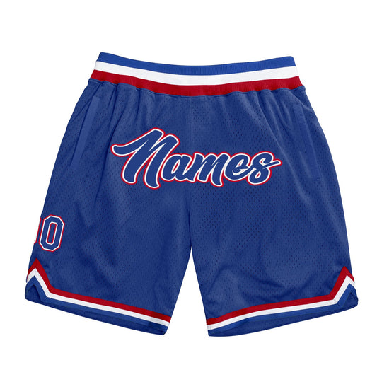 Custom Royal Royal-Red Authentic Throwback Basketball Shorts - Main View
