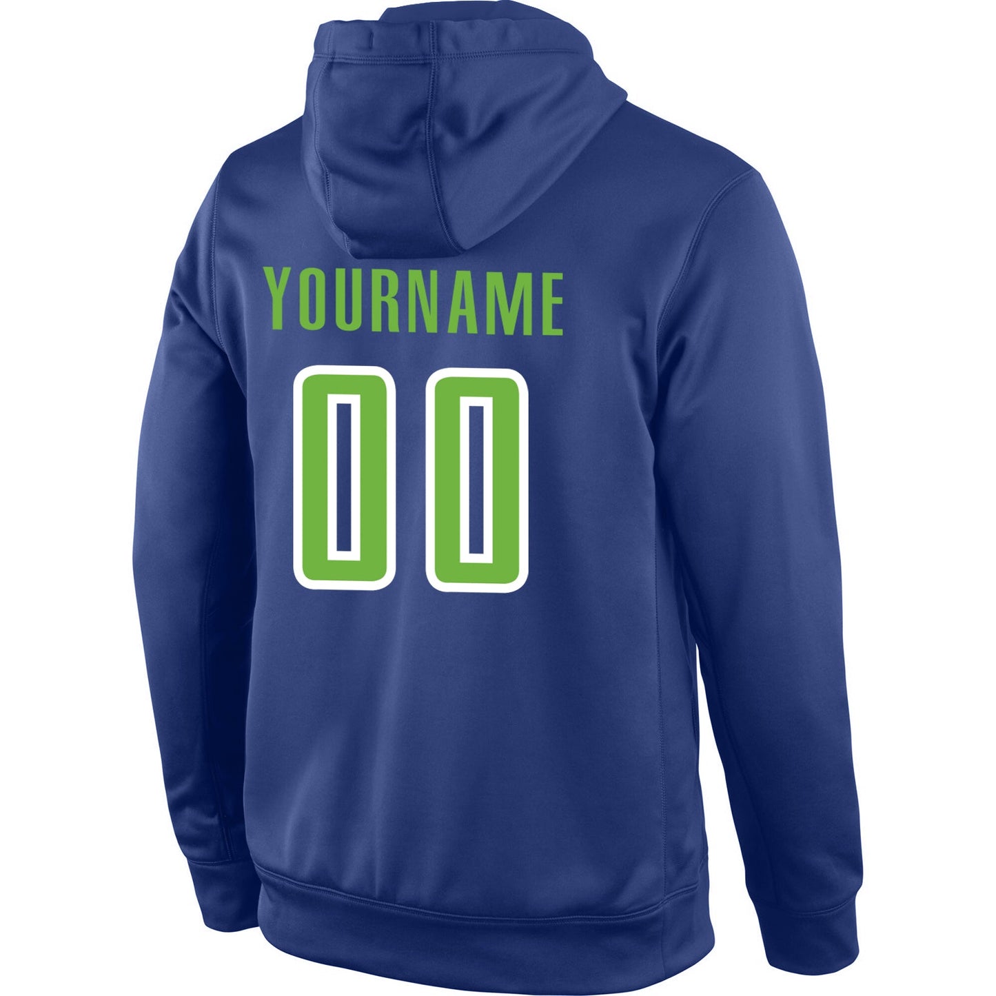 Custom Stitched Royal Neon Green-White Sports Pullover Sweatshirt Hoodie view 3