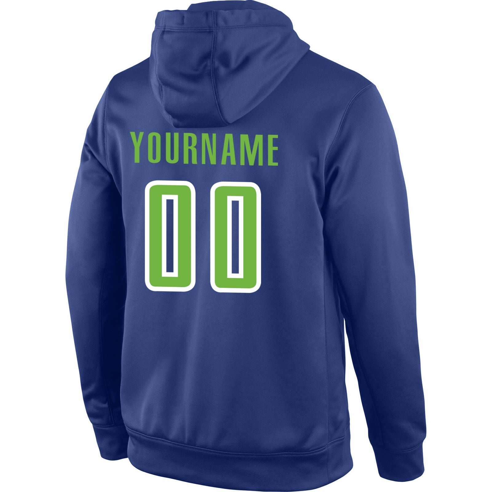 Custom Stitched Royal Neon Green-White Sports Pullover Sweatshirt Hoodie view 3