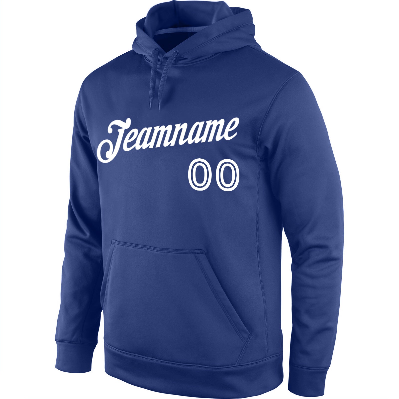 Custom Stitched Royal White Sports Pullover Sweatshirt Hoodie view 2