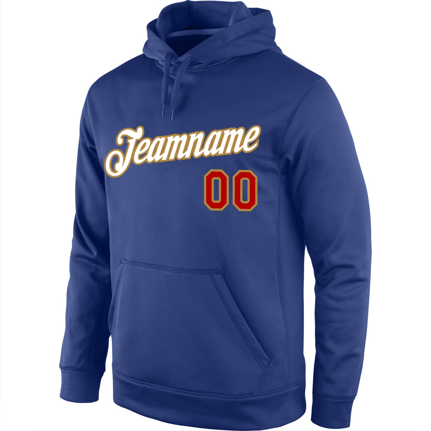 Custom Stitched Royal White-Old Gold Sports Pullover Sweatshirt Hoodie view 2