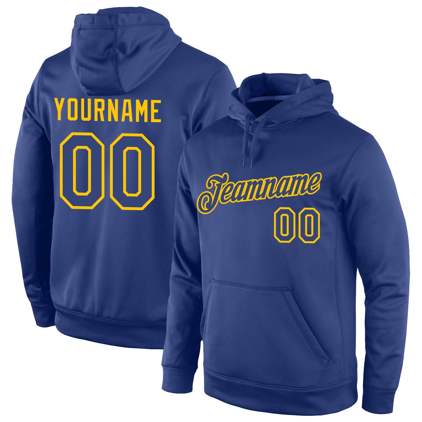 Custom Stitched Royal Royal-Gold Sports Pullover Sweatshirt Hoodie - Main View