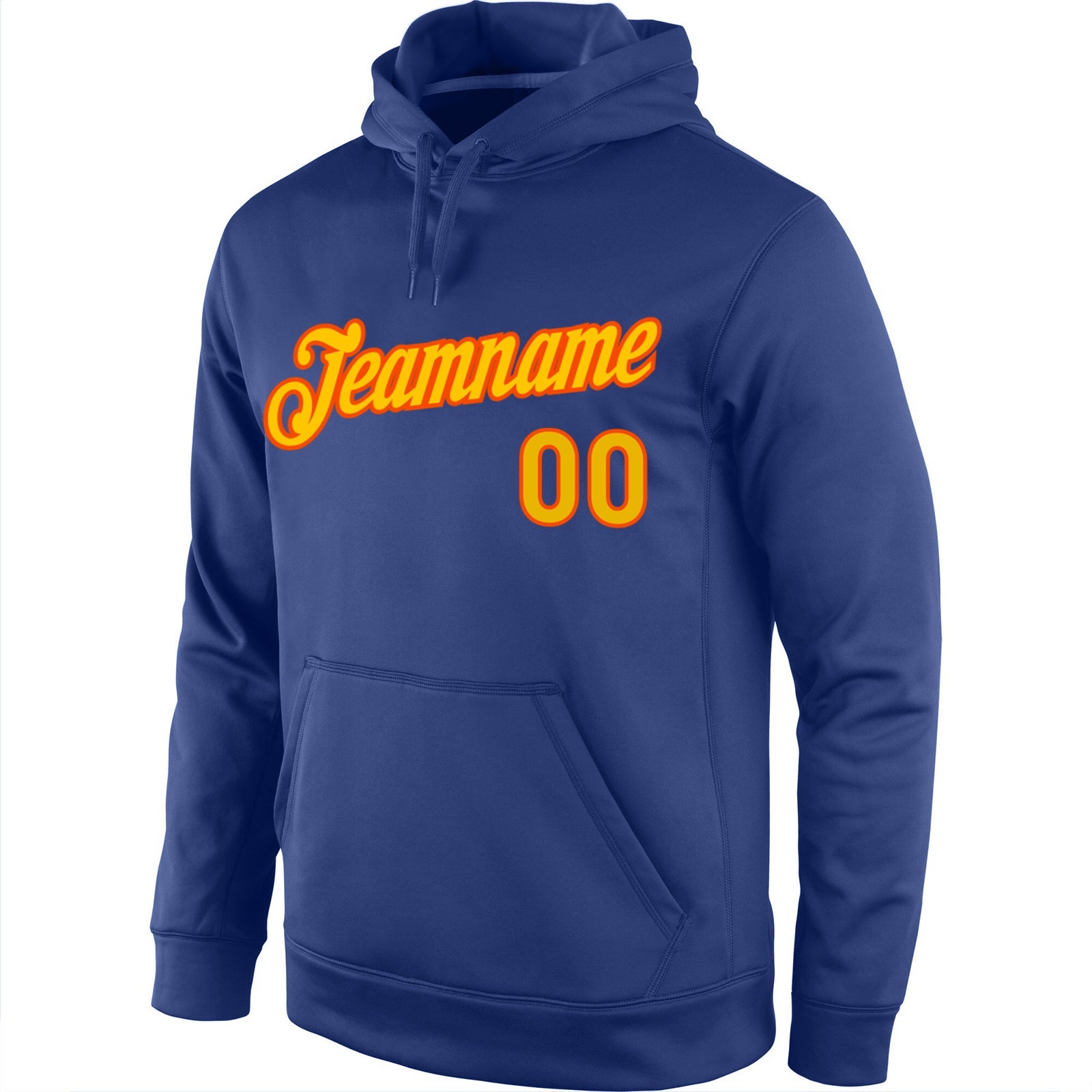 Custom Stitched Royal Gold-Orange Sports Pullover Sweatshirt Hoodie view 2