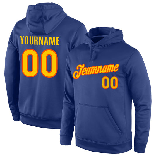 Custom Stitched Royal Gold-Orange Sports Pullover Sweatshirt Hoodie - Main View
