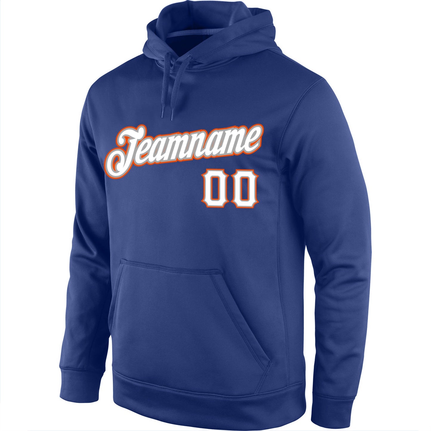 Custom Stitched Royal White-Orange Sports Pullover Sweatshirt Hoodie view 2