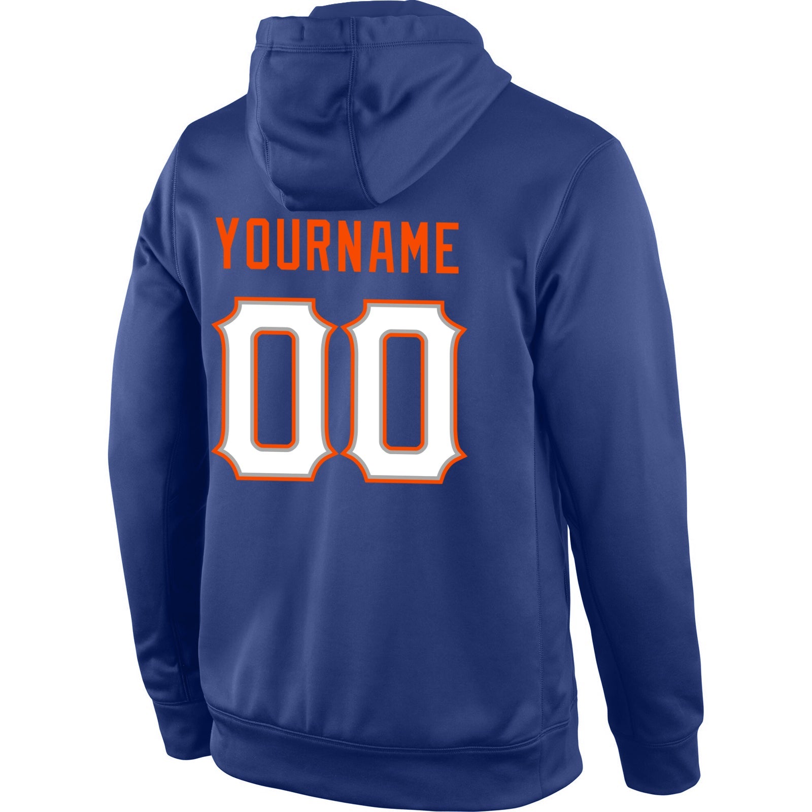 Custom Stitched Royal White-Orange Sports Pullover Sweatshirt Hoodie view 3