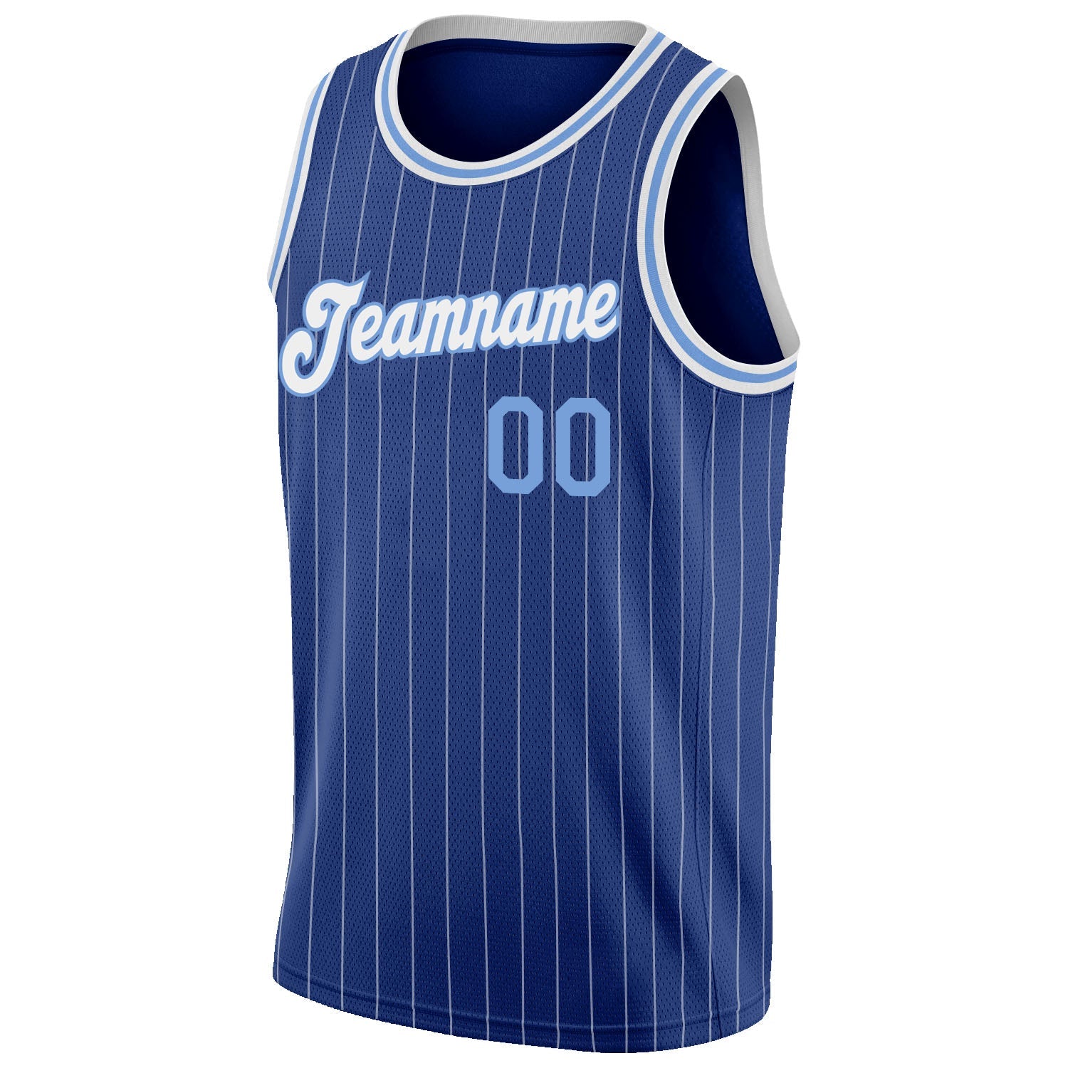 Custom Royal White Pinstripe Light Blue-White Authentic Basketball Jersey view 5