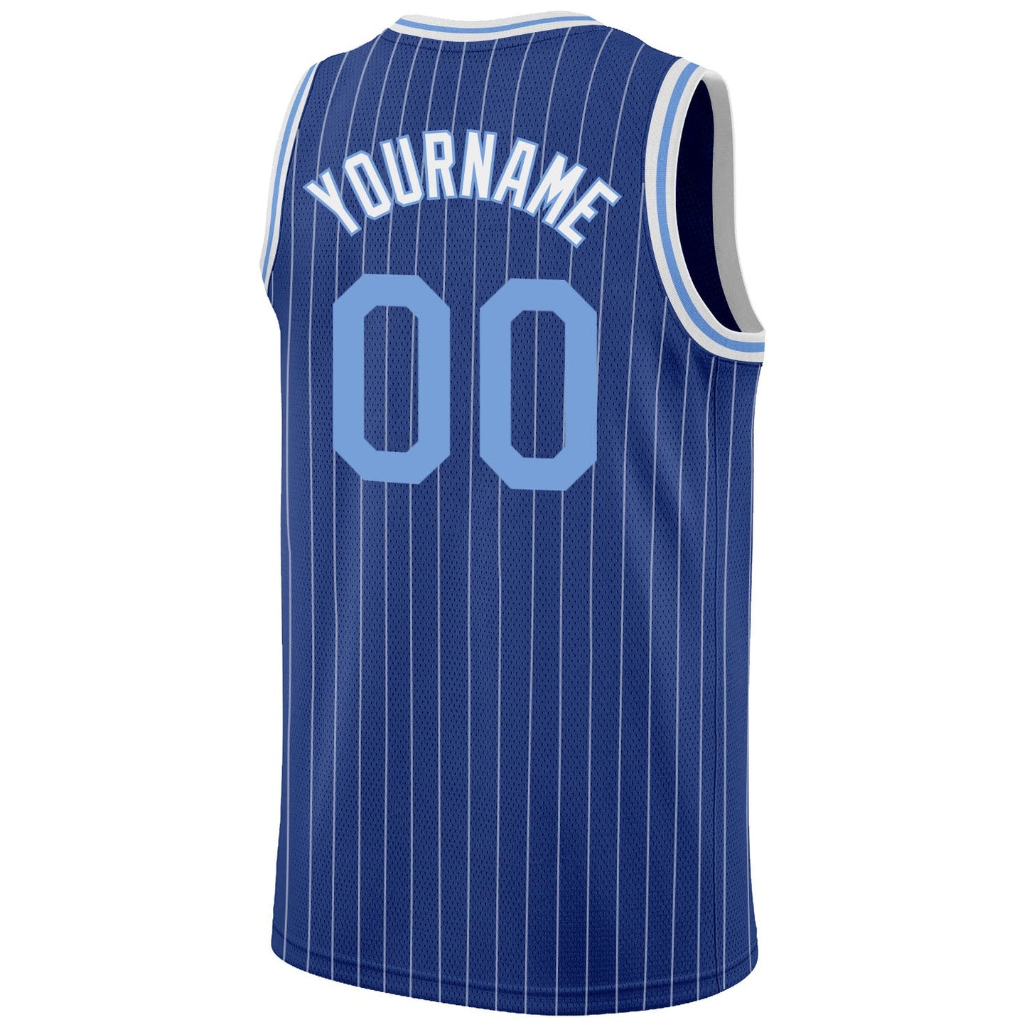 Custom Royal White Pinstripe Light Blue-White Authentic Basketball Jersey view 6