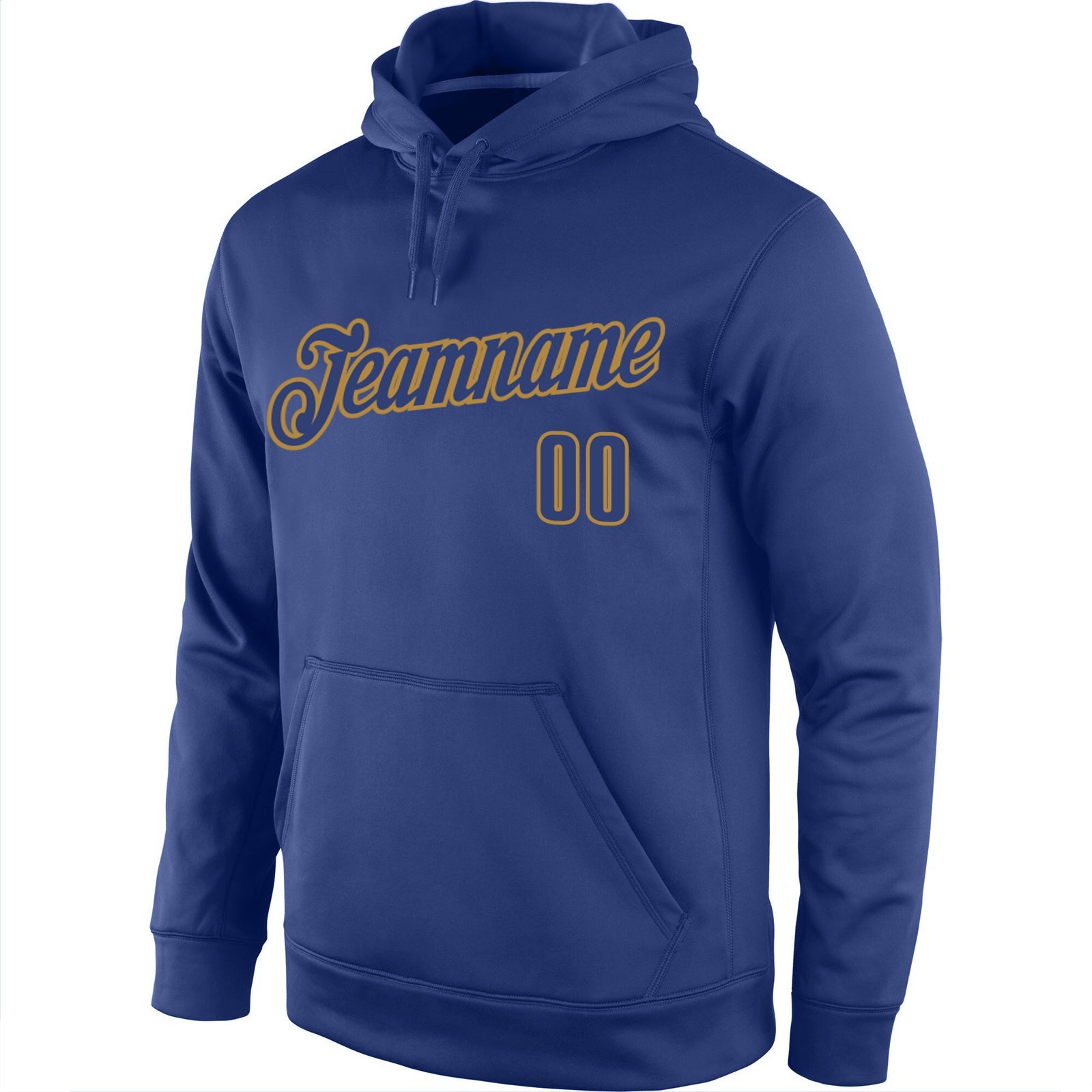 Custom Stitched Royal Royal-Old Gold Sports Pullover Sweatshirt Hoodie view 2