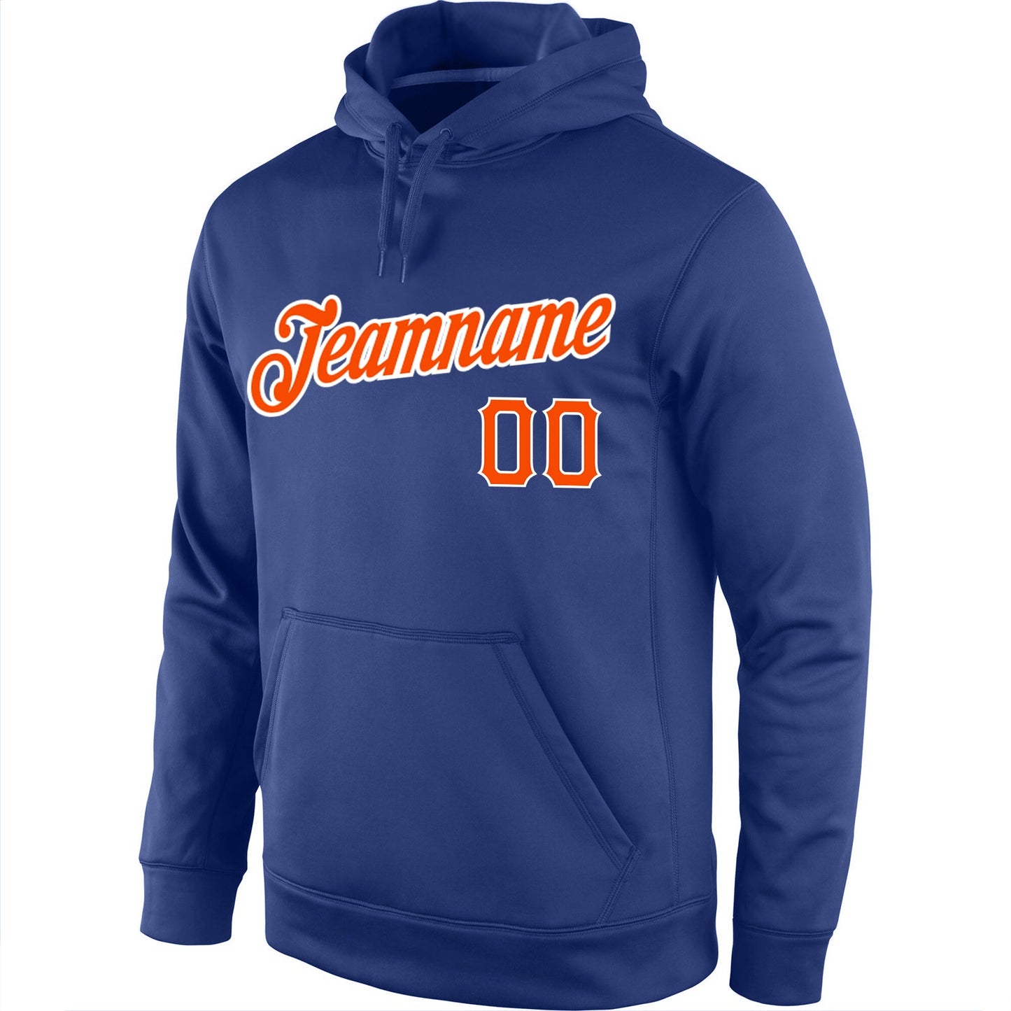 Custom Stitched Royal Orange-White Sports Pullover Sweatshirt Hoodie view 2