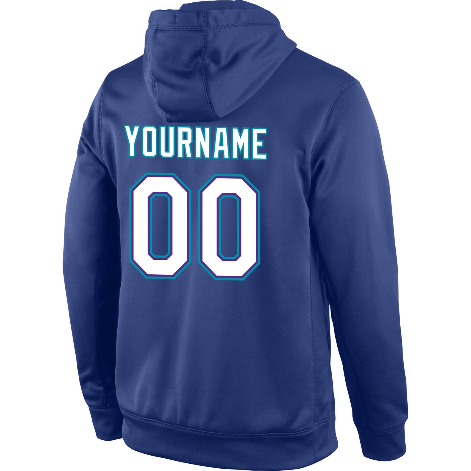 Custom Stitched Royal White-Teal Sports Pullover Sweatshirt Hoodie view 3