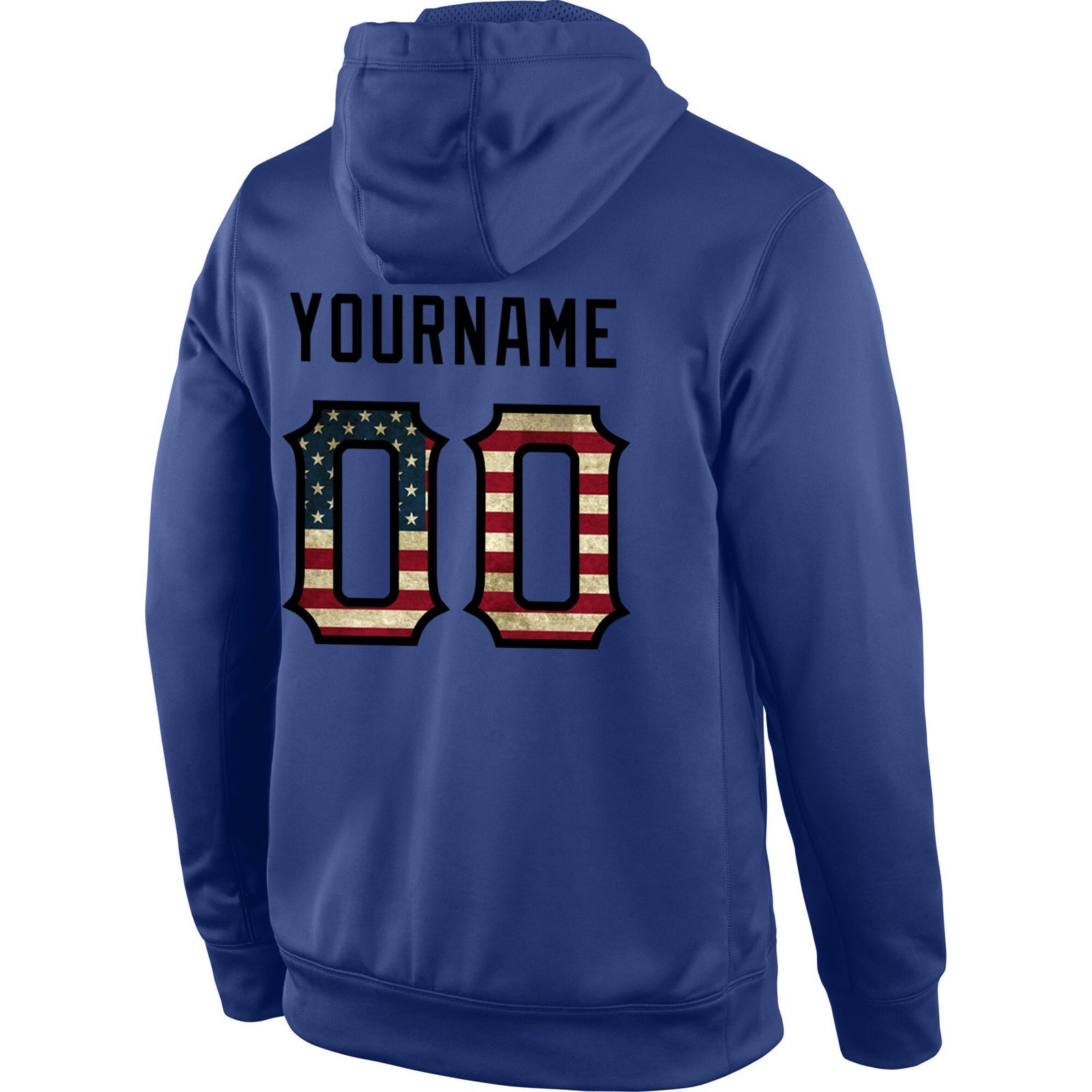Custom Stitched Royal Vintage USA Flag-Black Sports Pullover Sweatshirt Hoodie view 3