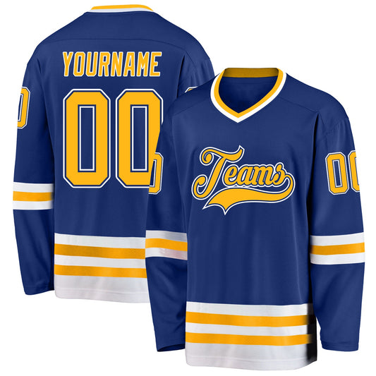 Custom Royal Gold-White Hockey Jersey - Main View