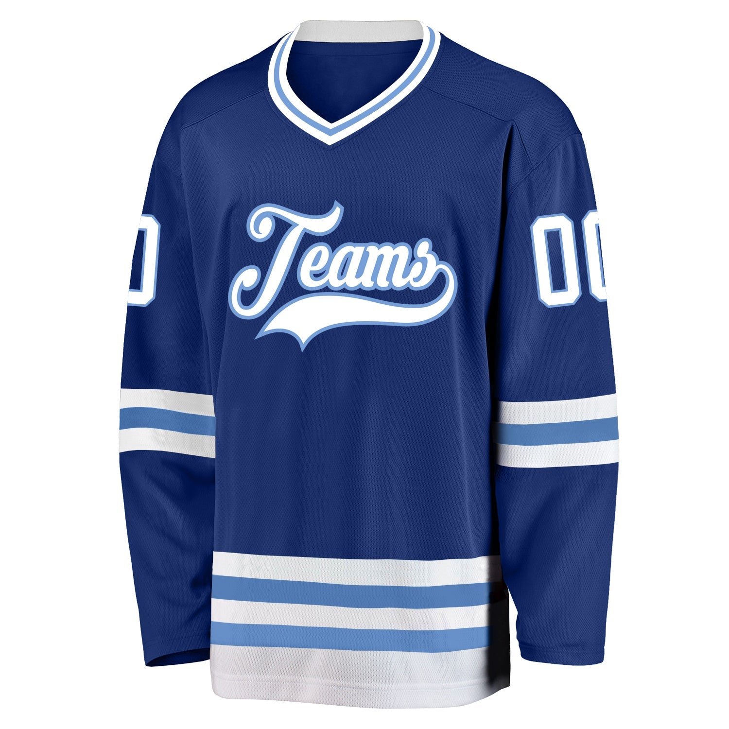 Custom Royal White-Light Blue Hockey Jersey view 2