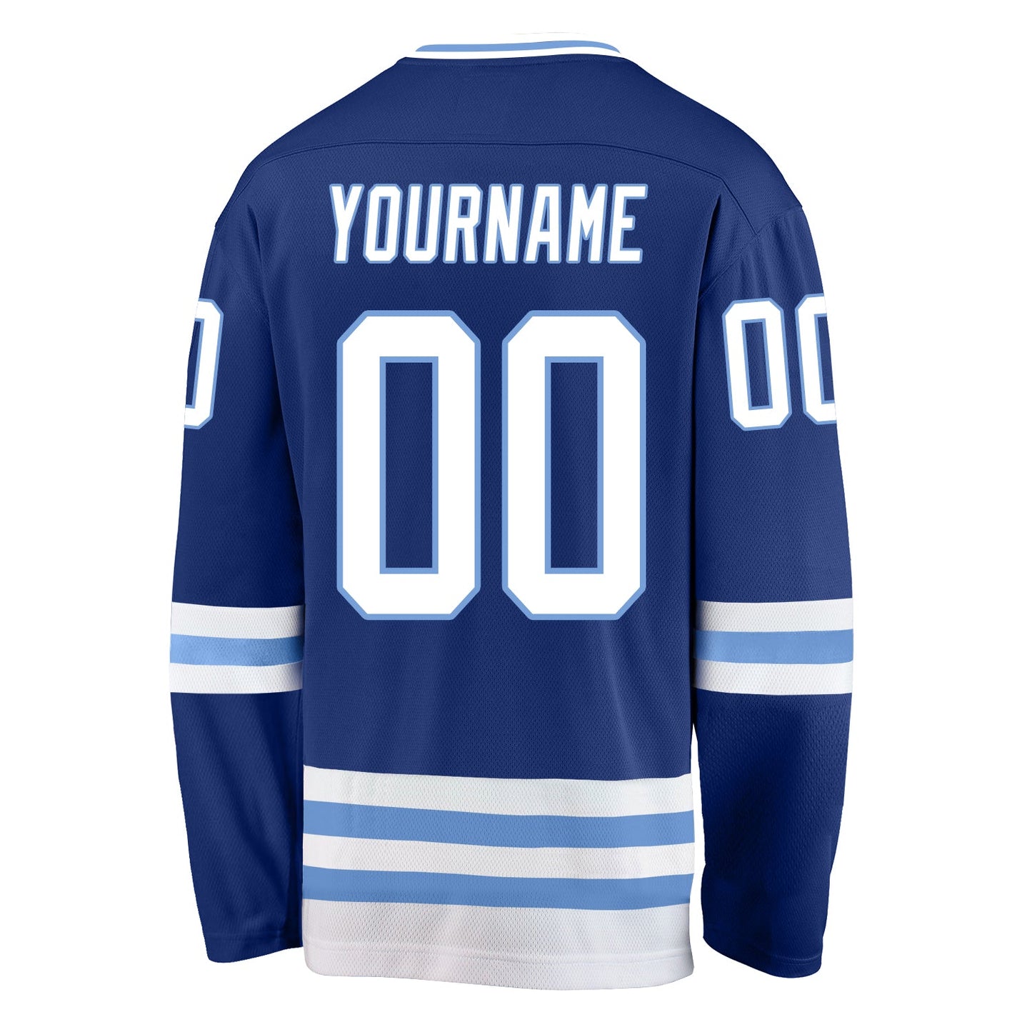 Custom Royal White-Light Blue Hockey Jersey view 3