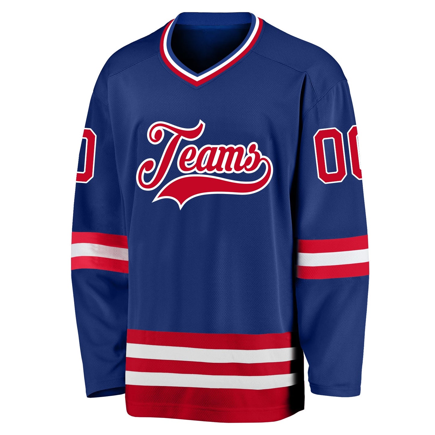 Custom Royal Red-White Hockey Jersey view 2