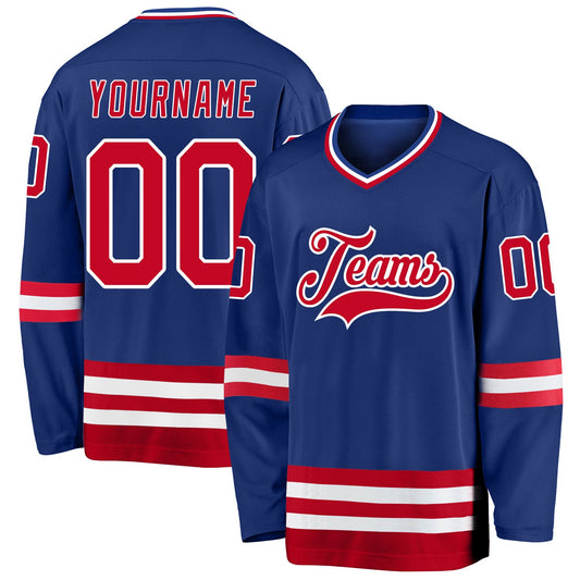 Custom Royal Red-White Hockey Jersey - Main View