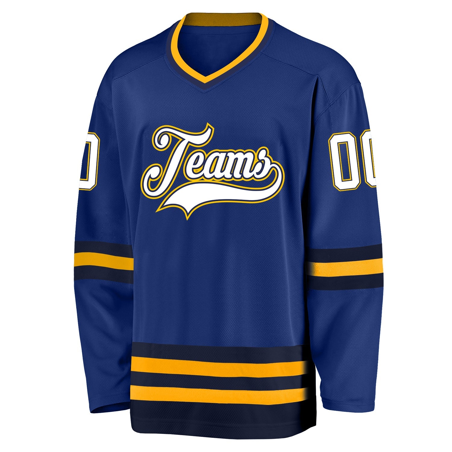 Custom Royal White-Navy Hockey Jersey view 2