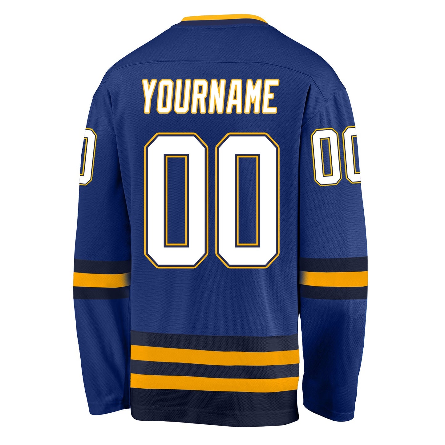 Custom Royal White-Navy Hockey Jersey view 3