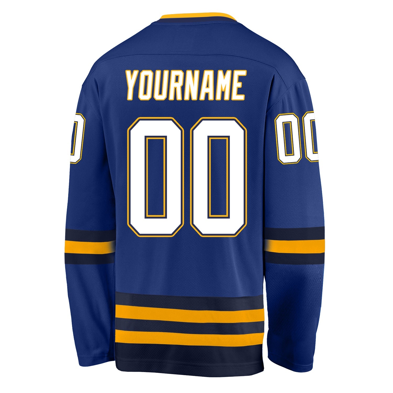 Custom Royal White-Navy Hockey Jersey view 3