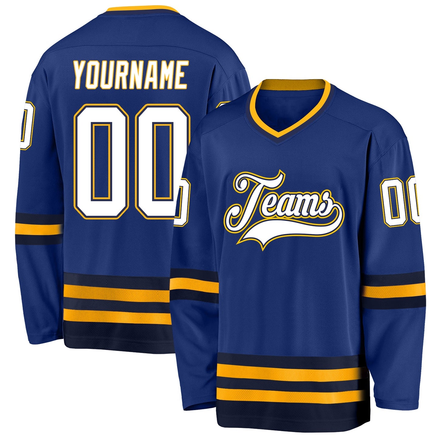 Custom Royal White-Navy Hockey Jersey - Main View