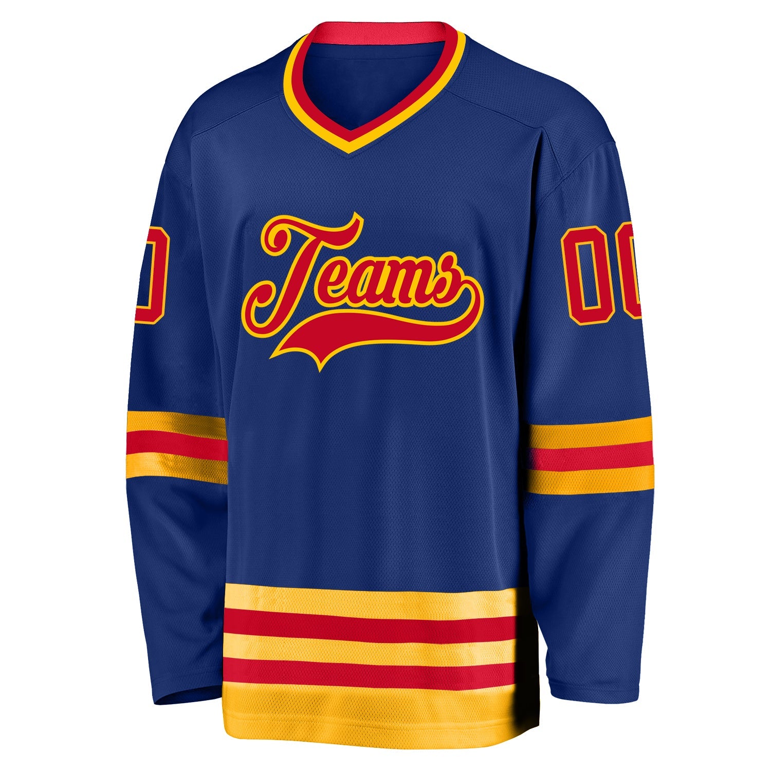 Custom Royal Red-Gold Hockey Jersey view 2