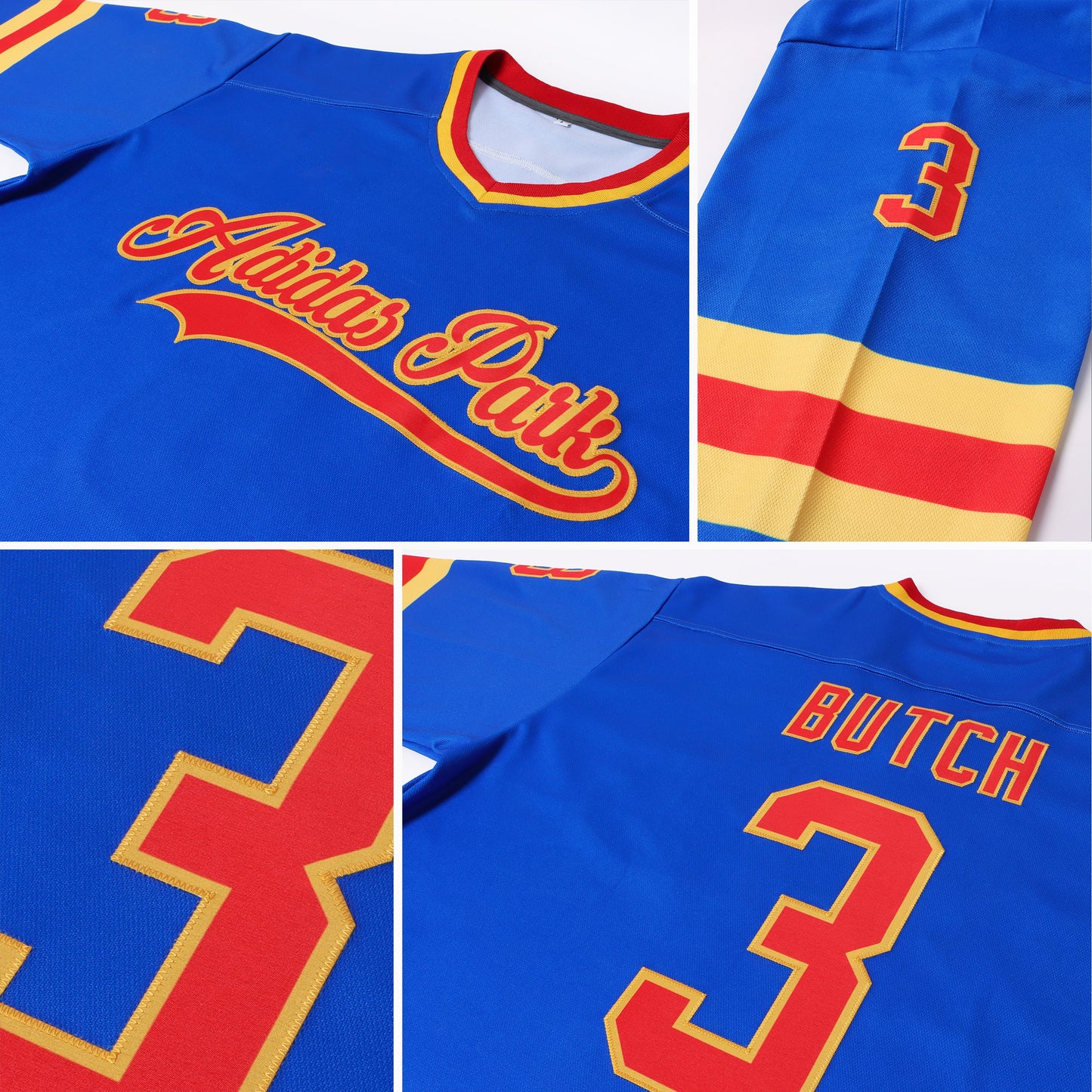 Custom Royal Red-Gold Hockey Jersey view 7