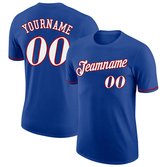 Custom Royal White-Red Performance T-Shirt - Main View